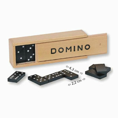 Domino w drewnianym pudełku - zabawki drewniane