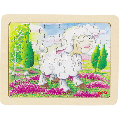 Baśniowe zwierzątka - wesoła owieczka - puzzle - zabawki drewniane