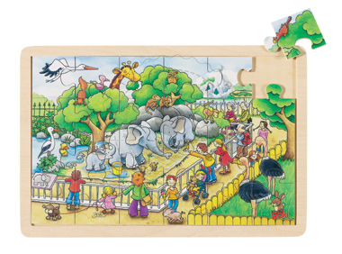 Puzzle - Wizyta w zoo - zabawki drewniane 