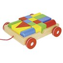 Drewniany wózek z klockami - zabawka dla dzieci 